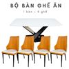 Bộ bàn ghế ăn 4 người bàn ăn mặt đá ghế lưng cao CBBA044