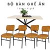 Bộ bàn ghế ăn 4 người bàn gỗ thông ghế nệm CBBA043