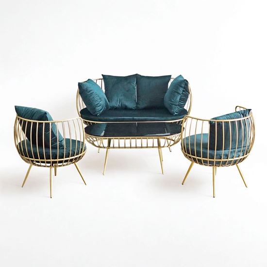 Bộ bàn ghế sofa khung sắt màu vàng đồng CBSF68015
