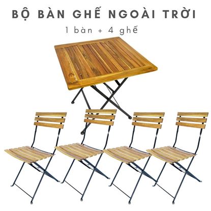 Bộ bàn ghế xếp gọn ngoài trời, bàn ghế cafe CBCF115