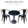 Bộ bàn ghế cafe mặt gỗ và 2 ghế tolix CBCF116