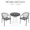 Bộ bàn ghế cafe mặt gỗ và 2 ghế sắt CBCF111