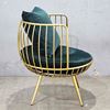 Ghế sofa đơn, ghế thư giãn nệm xanh khung tròn vàng đồng GSD68046