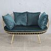 Ghế sofa khung sắt tròn vàng đồng nệm xanh GSD68056