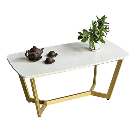 Bàn sofa mặt đá khung sắt sơn trắng TT68174