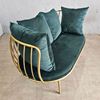 Picture of Ghế sofa khung sắt tròn vàng đồng nệm màu xanh cổ vịt SFB68056