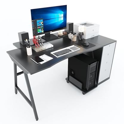 Bàn Gaming TaUP gỗ cao su một bên tủ 4 ngăn GD68042