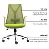 Ghế văn phòng chân xoay nệm xanh khung trắng HOM1087T-01