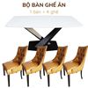 Bộ Bàn Ghế Ăn Mặt Đá Và 4 Ghế Nệm Lưng Cao CBBA057