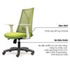 Ghế văn phòng chân xoay nệm xanh khung trắng HOM1087T-01