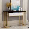 Bàn console, bàn trang trí mặt đá trắng khung sơn vàng CST019