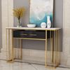Bàn console, bàn trang trí mặt đá trắng khung sơn vàng CST019