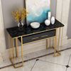 Bàn console, bàn trang trí mặt đá trắng khung sơn vàng CST019