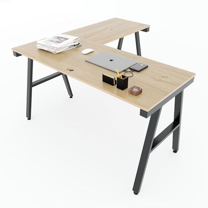 Bàn làm việc chữ L 140x140cm gỗ Plywood phủ melamin chân sắt Aconcept HBAC042