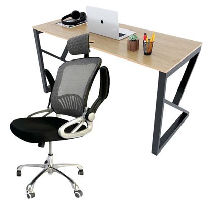 Combo bàn làm việc 140x60cm và ghế chân xoay tay lật CB68157