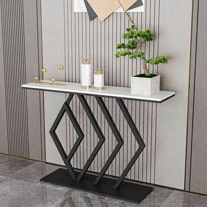 Bàn console, bàn trang trí mặt đá trắng khung sắt CST017