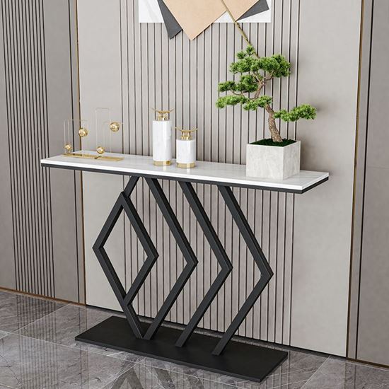 Bàn console, bàn trang trí mặt đá trắng khung sắt CST017