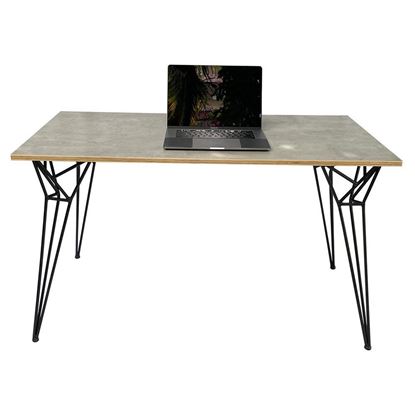 Bàn làm việc gỗ Plywood melamin màu bê tông chân sắt Hairpin Plus SPD68165