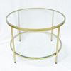 Bàn sofa tròn 2 tầng mặt kính khung vàng đồng TT68161