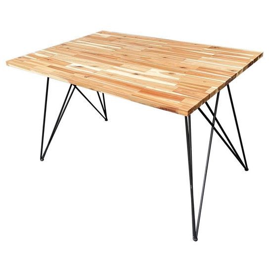 Bàn ăn chữ nhật 140x80cm gỗ tràm chân sắt Hairpin pro BA68077