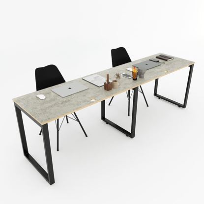 Bàn cụm 2 240x60cm gỗ Plywood màu bê tông hệ RECTANG HBRT050