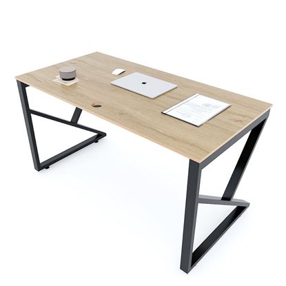 Bàn làm việc 140x70cm gỗ Plywood melamin vân sồi chân sắt hệ Kconcept HBKC031