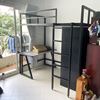 Picture of Giường tầng kết hợp tủ quần áo gỗ cao su khung sắt GT009