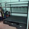 Giường tầng 140x200cm kết hợp hộc tủ gỗ cao su tự nhiên GT007