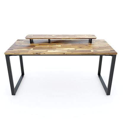 Bàn làm việc 160x70cm kết hợp kệ gỗ tràm chân sắt lắp ráp HBWD039
