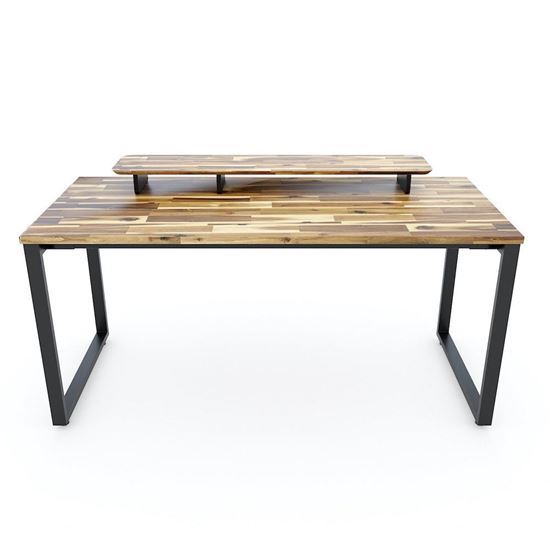 Bàn làm việc 160x70cm kết hợp kệ gỗ tràm chân sắt lắp ráp HBWD039