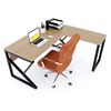 Bàn chữ L 160x150cm gỗ Plywood vân sồi chân sắt Kconcept HBKC039