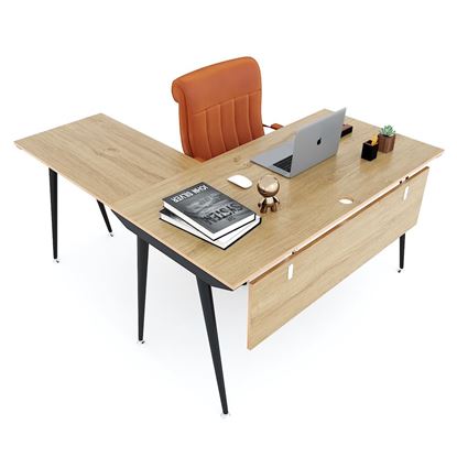 Bàn làm việc 140x150cm gỗ Plywood phủ melamin chân sắt Cone HBCO038