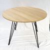 Bàn ăn tròn 1m gỗ Plywood vân sáng chân sắt Hairpin Pro BA68082