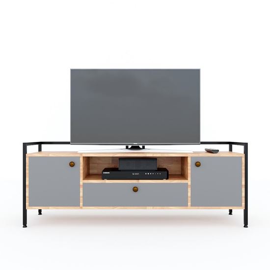 Kệ tivi hiện đại ALAN 140cm gỗ cao su khung sắt KTV68081