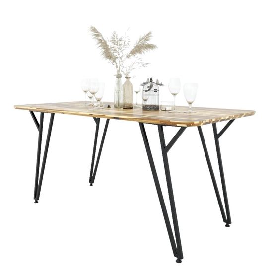 Bàn ăn chữ nhật MIKA 140/160x80cm gỗ tràm chân sắt chữ Y BA68073