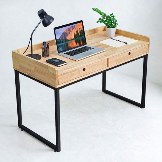 Bàn làm việc 2 ngăn kéo gỗ cao su chân sắt BD68075