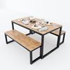 Bàn ăn SADO 01 gỗ cao su chân sắt lắp ráp BA68074
