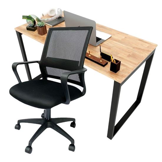 Combo bàn làm việc 120x60cm hệ Rectang và ghế chân xoay lưng lưới CB68140