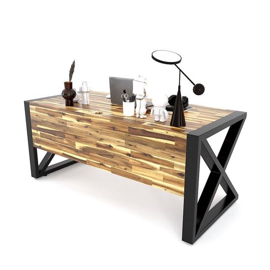 Bàn giám đốc 180x70cm Gỗ Tràm chân sắt BGD68049