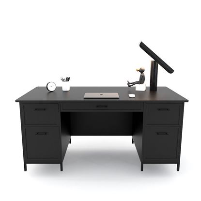 Bàn giám đốc 160x80cm chân bàn kết hợp tủ gỗ cao su BGD68052