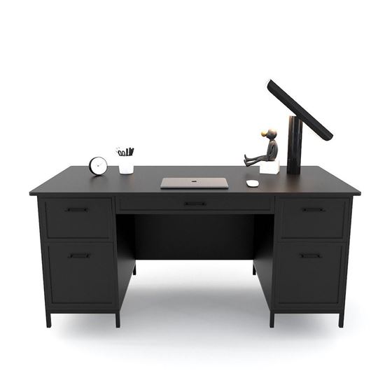 Bàn giám đốc 160x80cm chân bàn kết hợp tủ gỗ cao su BGD68052