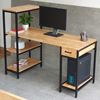 Bàn vi tính có ngăn kéo kết hợp kệ gỗ cao su khung sắt COD68049