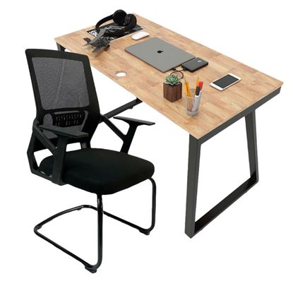 Combo bàn làm việc 120x60cm hệ Trapeze II và ghế chân quỳ lưng lưới CB68139