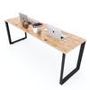 Bàn làm việc 60x200cm gỗ cao su chân sắt tam giác hệ Trian II HBTG005