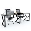 Bàn làm việc cụm 2 240x60cm gỗ cao su chân sắt hệ Kconcept HCKC025