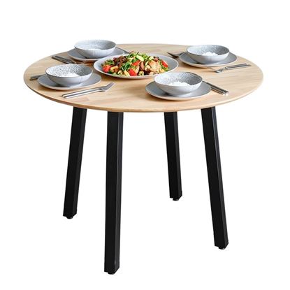 Bàn ăn tròn 1m Gerda gỗ cao su nhiều màu chân sắt vuông BA68047