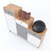Tủ giày hình bậc thang độc đáo gỗ cao su đế chân sắt 140x35x110(cm) KG68035