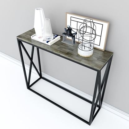 Bàn console, bàn trang trí gỗ cao su chân sắt chữ X CST003