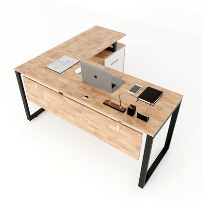 Bàn giám đốc kết hợp chân tủ 2 ngăn kéo hệ Rectang HBRT039