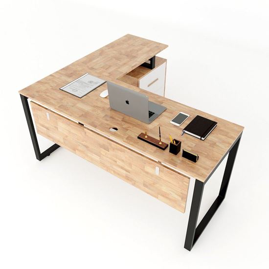 Bàn giám đốc kết hợp chân tủ 2 ngăn kéo hệ Rectang HBRT039